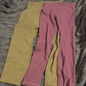 Pink and green High-Waisted Leggings